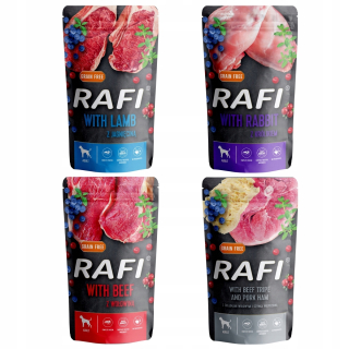 Mokré krmivo Rafi, mix príchutí, 6 kg