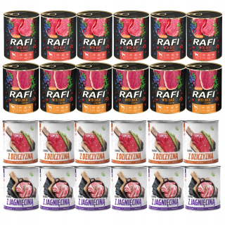 Konzervy mokré krmivo pre psa - Rafi + tuftuf maka mix 24 x 800 g môže