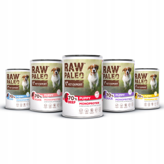 RAW PALEO PUPPY DOG 400g sada 5 príchutí krmiva pre šteniatka - 5x400g