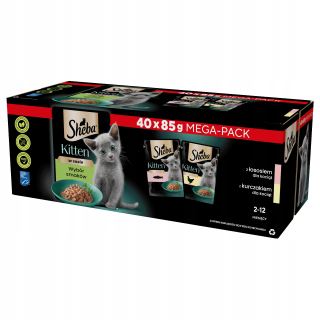 SHEBA MAČIATKA VÝBER PRÍCHUTIEK KRMIVO V OMÁČKE PRE MAČIATKA 40x85g