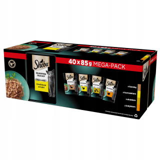 Sheba Delicacy Hydinové príchute 40x85g Mokré krmivo pre mačky v želé