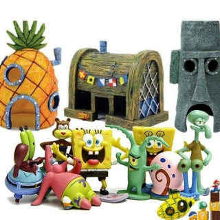 Dekorácia do akvária - Spongebob akvárium figuríny domy dekorácie súpravy