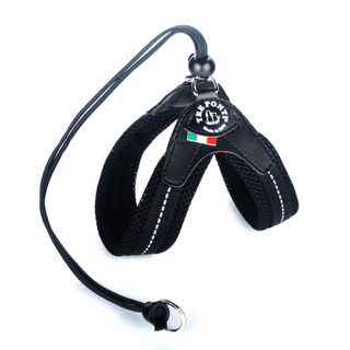 Vodítko, postroj pre mačku - Cat Tre Ponti 43-53 cm mäkká čierna