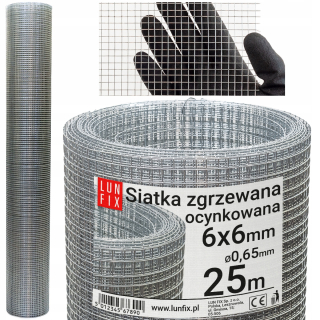 Galvanizovaná zváraná sieť, 6x6 D/0,65, H/1,0x25m
