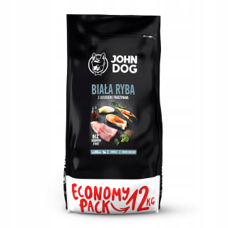 Suché krmivo pre psy granule - Suché psie jedlo biele ryby 12 kg John Dog