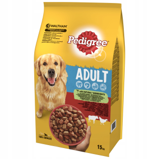 Suché krmivo pre psy granule - Suché psie jedlo pre psov Pedigree hovädzie mäso a hydina 15 kg