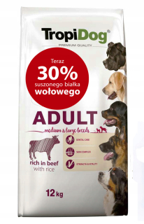 TropiDog suché krmivo pre hovädzie mäso 12 kg