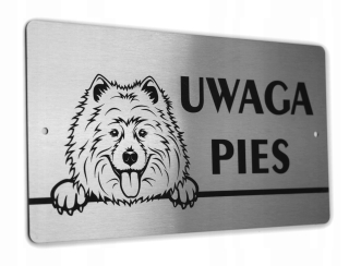 Tabuľka Inox - pozornosť - Samojed / Samoyed