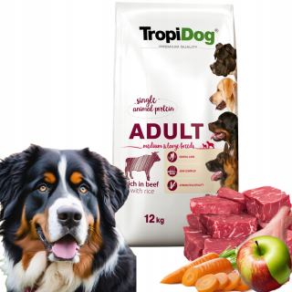 TropiDog suché krmivo pre hovädzie mäso 12 kg