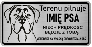 Pozornosť psom z nehrdzavejúcej dosky Názov psa Názov