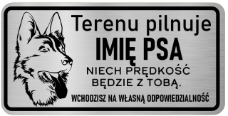 Pozornosť psom z nehrdzavejúcej dosky s menom psa