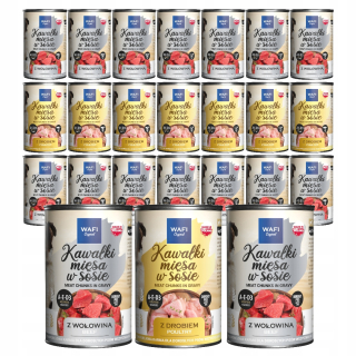 WAFI MOKRÉ KRMIVO PRE PSA V Omáčke 24x415G 75% MÄSO V KUSOCH
