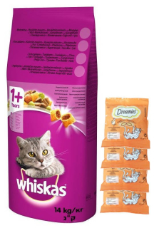 Krmivo pre mačky - WHISKAS Dospelé 14kg kuracie mäso a zelenina + zdarma
