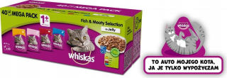 Krmivo pre mačky - WHISKAS RYBY A KAŽDÝ VÝBER 40X100G + ZADARMO