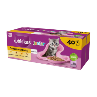 WHISKAS JUNIORSKÉ HYDINÉ HODY Z MIESU CHUTÍ V ŽELÉ PRE MAČIATKA 40x85g