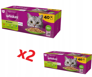 Konzerva pre mačky - Whiskas Fish a Tradičné príchute 80x85g set