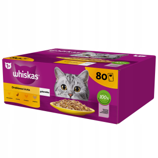 WHISKAS sáčky krmiva pre mačky s hydinovým mäsom 80x85g