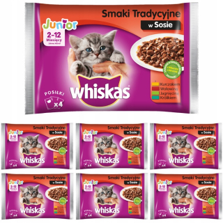 Konzerva pre mačky - Whiskas juniorské tradičné príchute v omáčke 32x100g