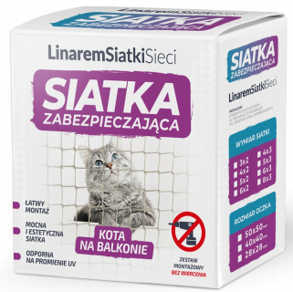 Bezpečnostná sieť pre mačky - Sada balkónových sady mačiek 4x2 bez vŕtania