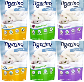 Podstielka pre mačku - Silikónový vrh pre mačky Tigerino - MIX 6x5L